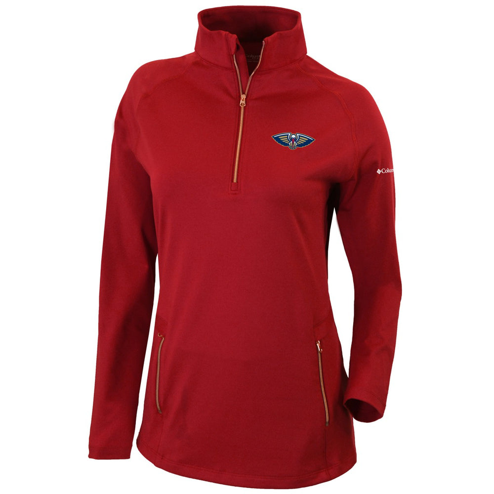 Columbia - New Orleans Pelicans Women's Omni-Wick Outward Nine Quarter-Zip Pullover Top - Red