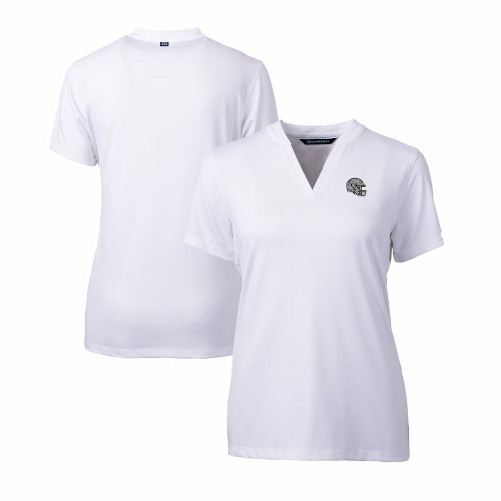 Las Vegas Raiders Cutter & Buck Women's Helmet Logo DryTec Forge Stretch V-Neck Blade Top White - NFL