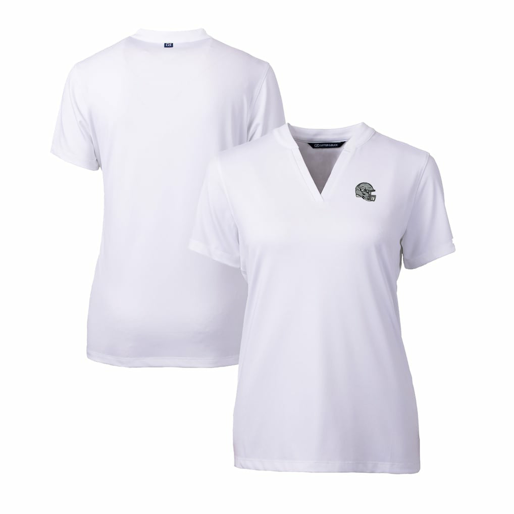 Las Vegas Raiders Cutter & Buck Women's Helmet Logo DryTec Forge Stretch V-Neck Blade Top White - NFL