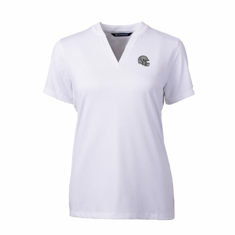 Las Vegas Raiders Cutter & Buck Women's Helmet Logo DryTec Forge Stretch V-Neck Blade Top White - NFL