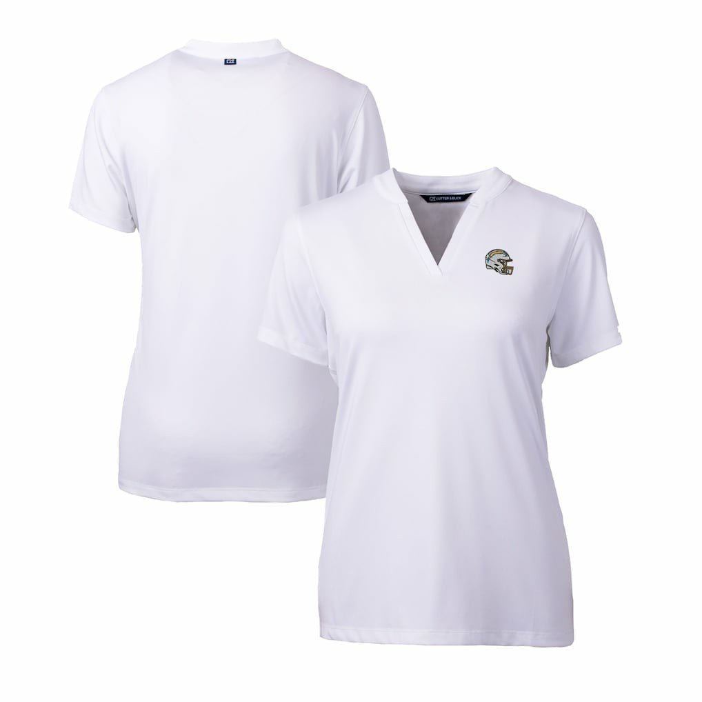 Los Angeles Chargers Cutter & Buck Women's Helmet Logo DryTec Forge Stretch V-Neck Blade Top White - NFL