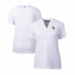 Los Angeles Chargers Cutter & Buck Women's Helmet Logo DryTec Forge Stretch V-Neck Blade Top White - NFL