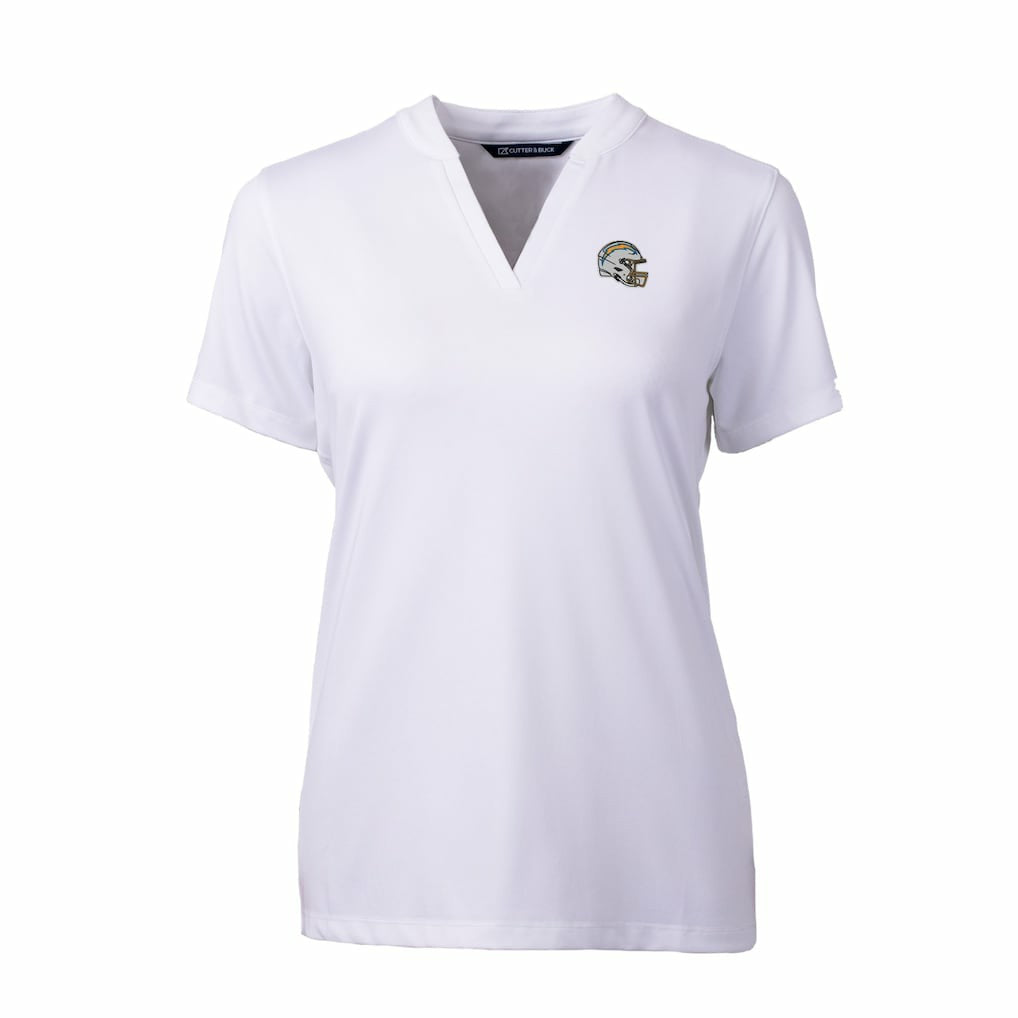 Los Angeles Chargers Cutter & Buck Women's Helmet Logo DryTec Forge Stretch V-Neck Blade Top White - NFL