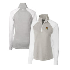 San Francisco 49ers Cutter & Buck Women's Helmet Logo DryTec Forge Tonal Stripe Stretch Half-Zip Top White - NFL