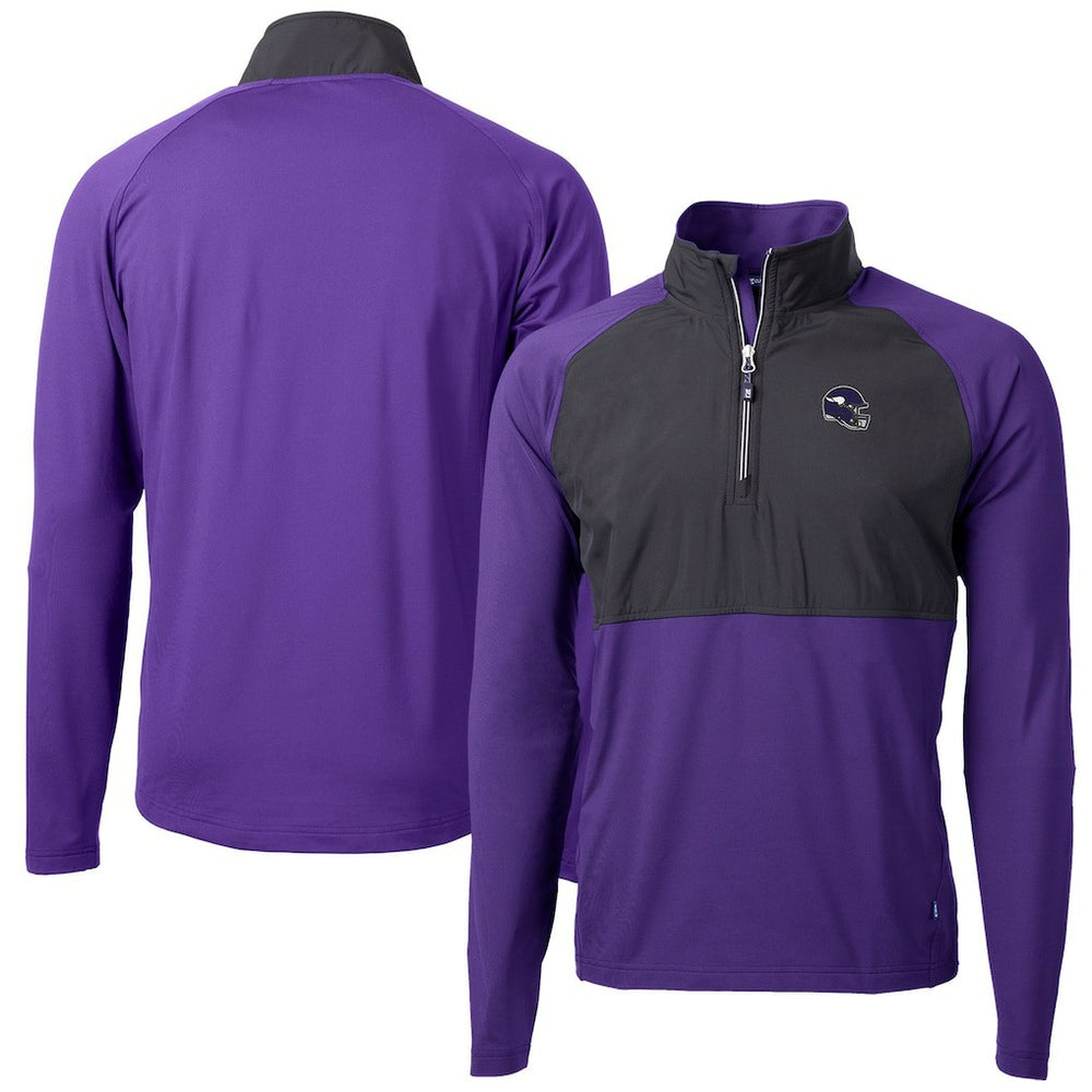 Minnesota Vikings Cutter & Buck Helmet Adapt Eco Knit Hybrid Recycled Quarter-Zip Pullover Top Purple - NFL