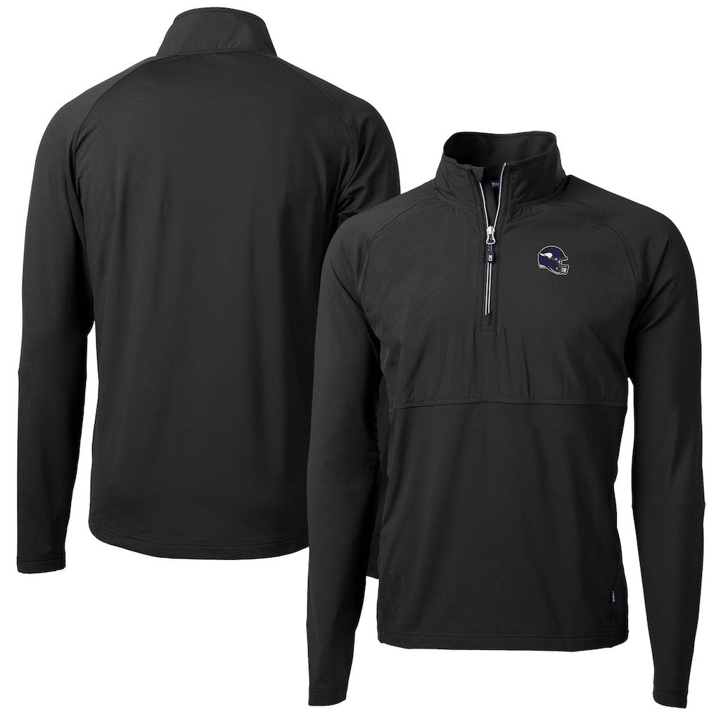 Minnesota Vikings Cutter & Buck Helmet Adapt Eco Knit Hybrid Recycled Quarter-Zip Pullover Top Black - NFL
