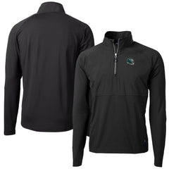 Philadelphia Eagles Cutter & Buck Helmet Adapt Eco Knit Hybrid Recycled Quarter-Zip Pullover Top Black - NFL