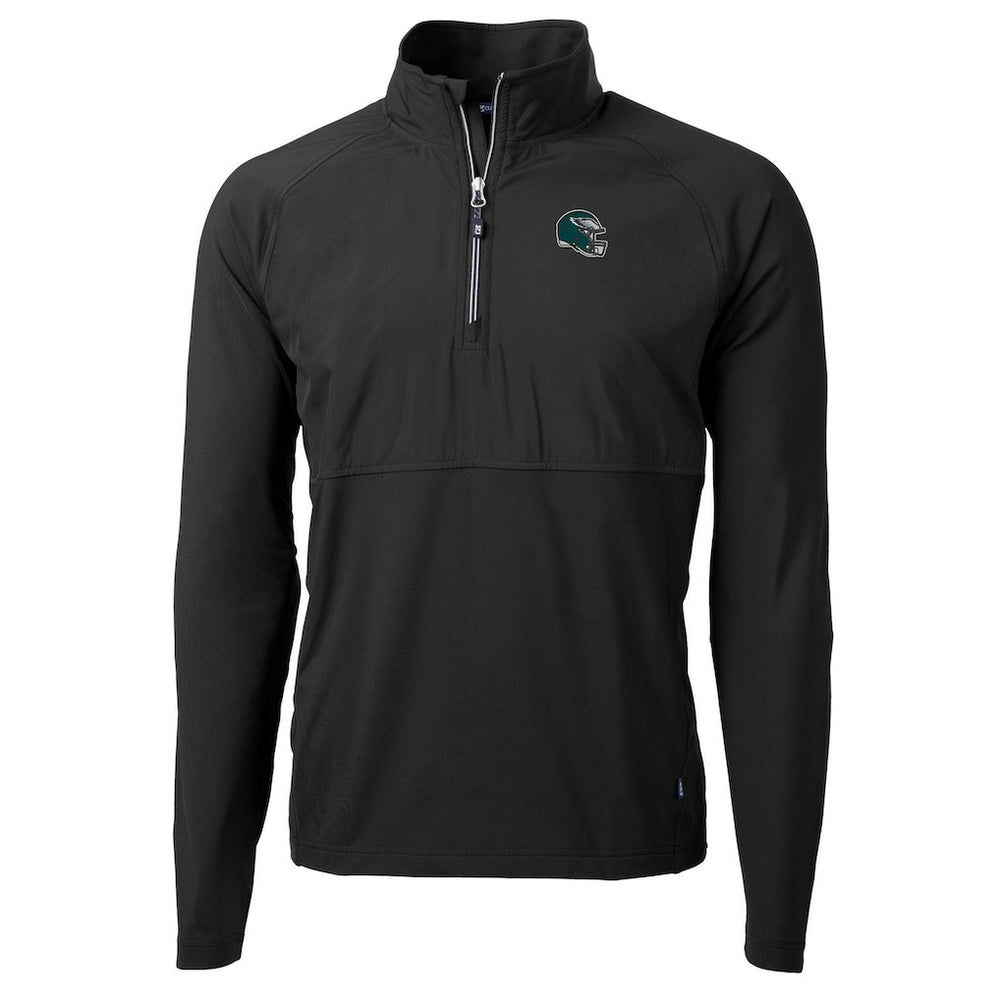 Philadelphia Eagles Cutter & Buck Helmet Adapt Eco Knit Hybrid Recycled Quarter-Zip Pullover Top Black - NFL