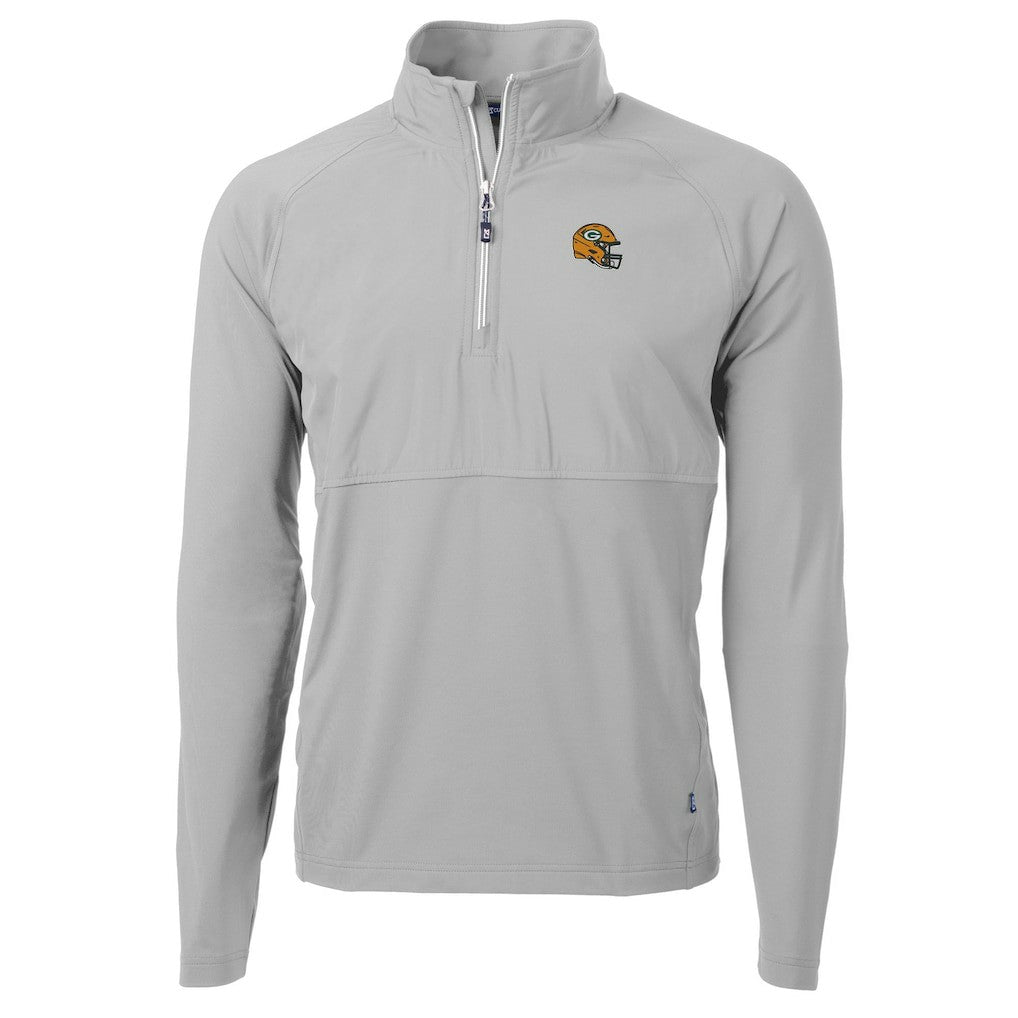 Green Bay Packers Cutter & Buck Helmet Adapt Eco Knit Hybrid Recycled Quarter-Zip Pullover Top Silver - NFL