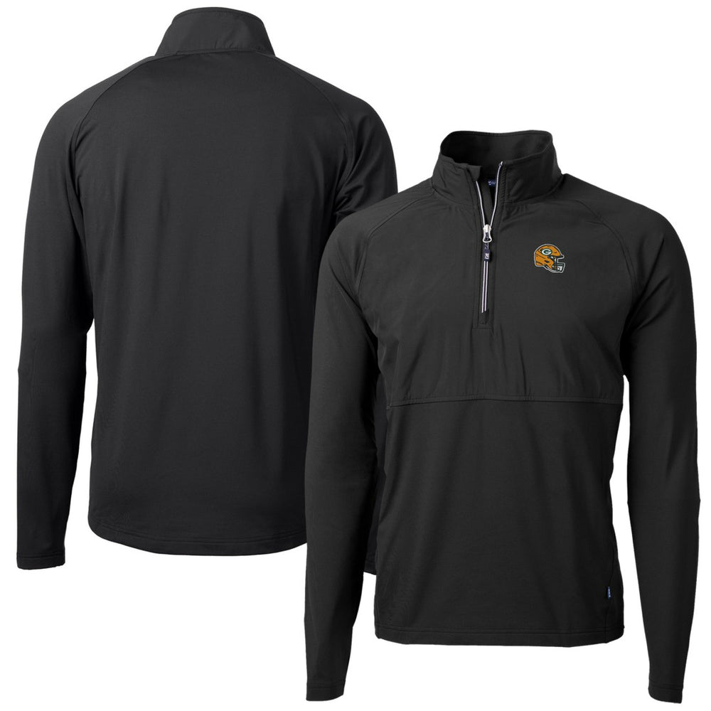 Green Bay Packers Cutter & Buck Helmet Adapt Eco Knit Hybrid Recycled Quarter-Zip Pullover Top Black - NFL