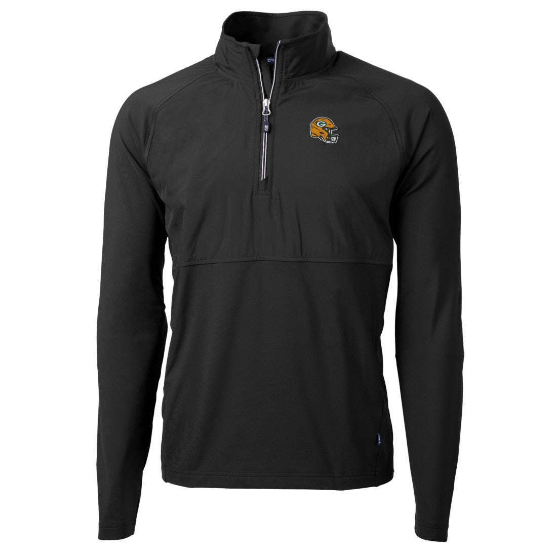 Green Bay Packers Cutter & Buck Helmet Adapt Eco Knit Hybrid Recycled Quarter-Zip Pullover Top Black - NFL