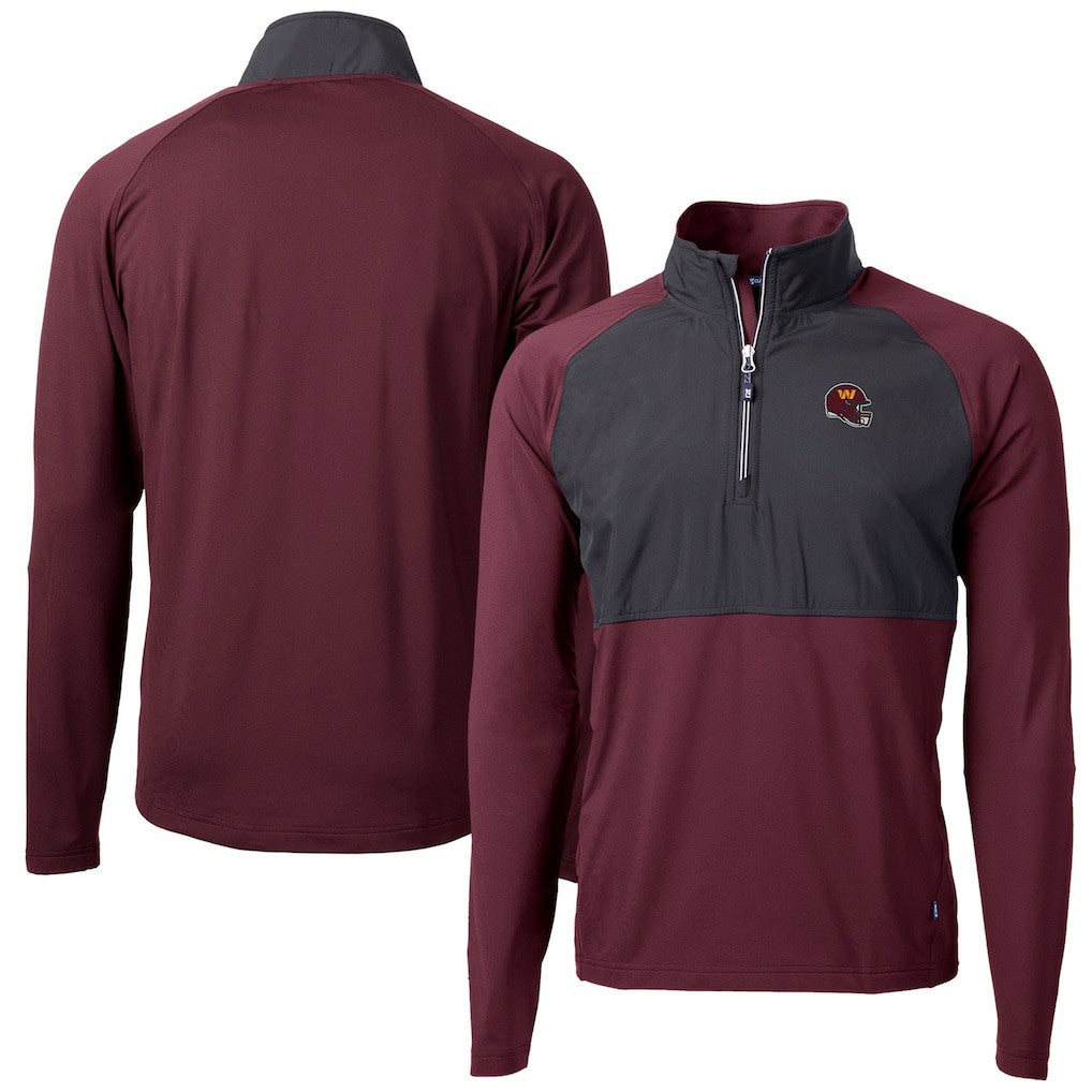 Washington Commanders Cutter & Buck Helmet Adapt Eco Knit Hybrid Recycled Quarter-Zip Pullover Top Burgundy - NFL