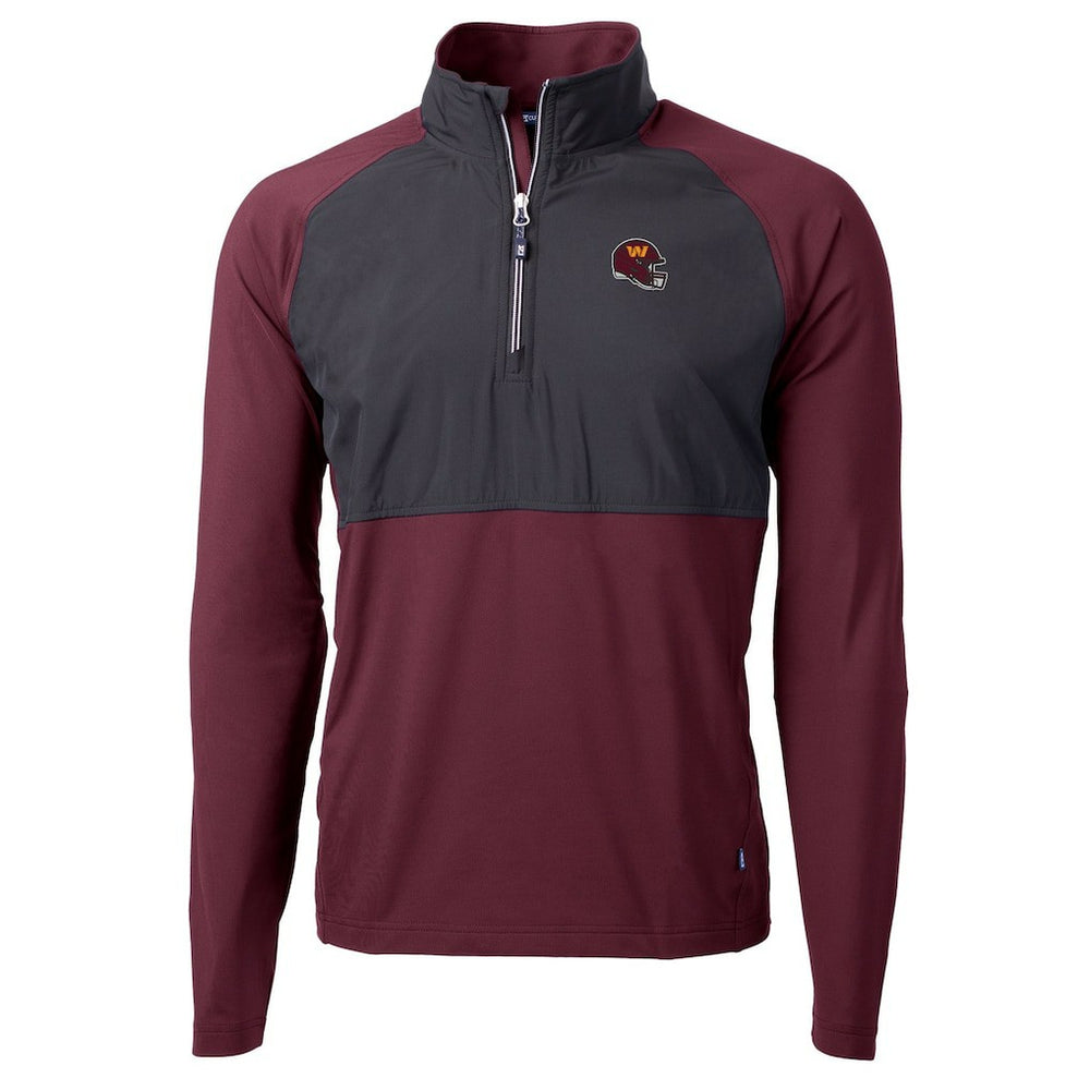 Washington Commanders Cutter & Buck Helmet Adapt Eco Knit Hybrid Recycled Quarter-Zip Pullover Top Burgundy - NFL