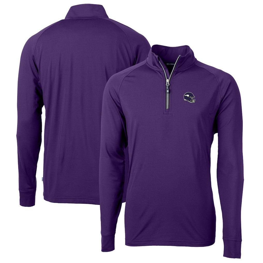 Minnesota Vikings Cutter & Buck Helmet Adapt Eco Knit Stretch Recycled Quarter-Zip Pullover Top Purple - NFL