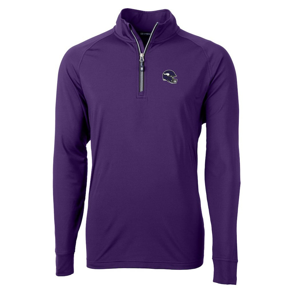 Minnesota Vikings Cutter & Buck Helmet Adapt Eco Knit Stretch Recycled Quarter-Zip Pullover Top Purple - NFL