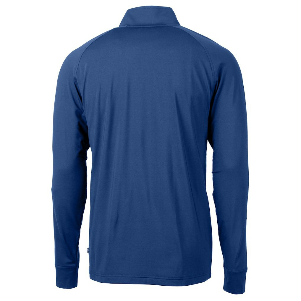 New York Giants Cutter & Buck Helmet Adapt Eco Knit Stretch Recycled Quarter-Zip Pullover Top Royal - NFL