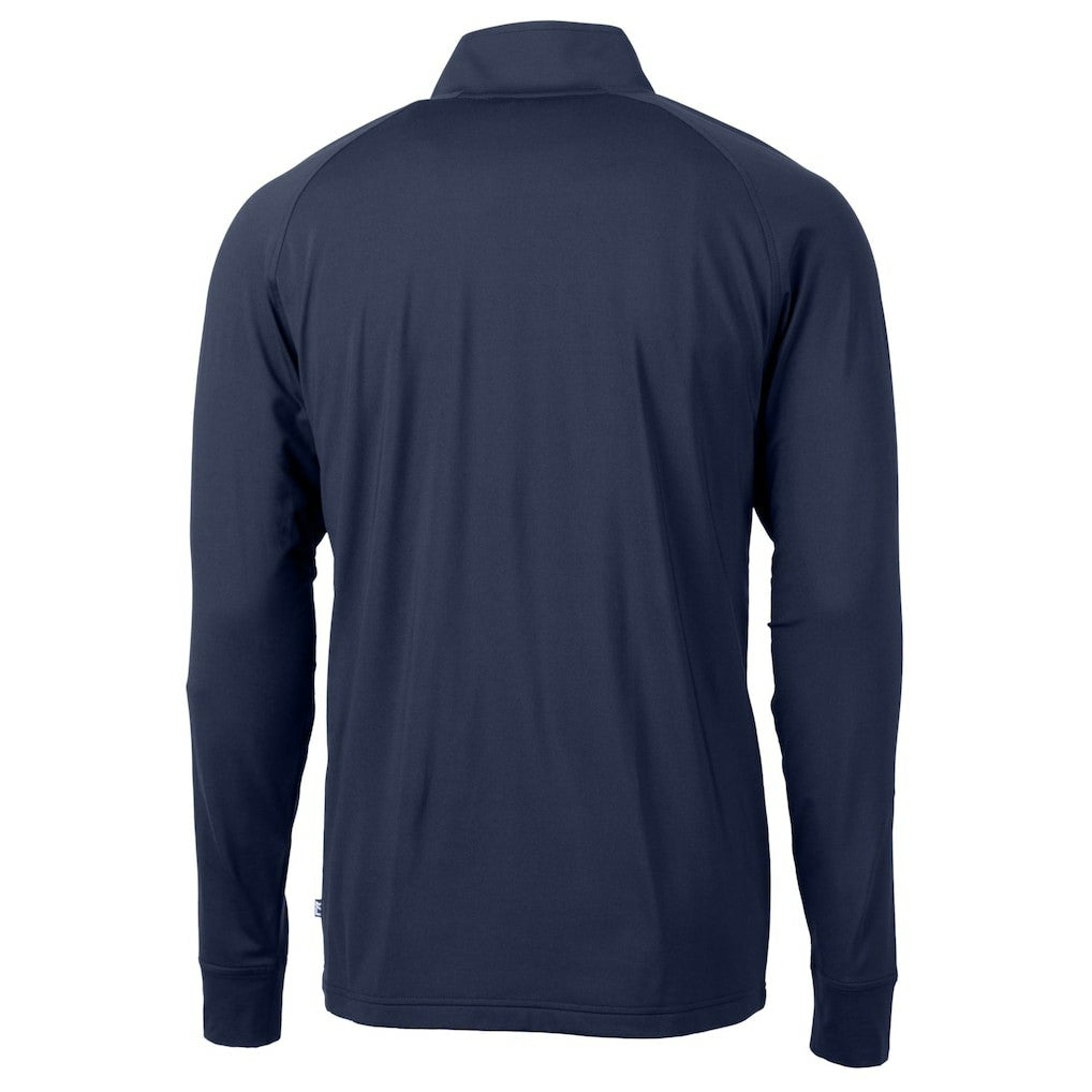 Chicago Bears Cutter & Buck Helmet Adapt Eco Knit Stretch Recycled Quarter-Zip Pullover Top Navy - NFL