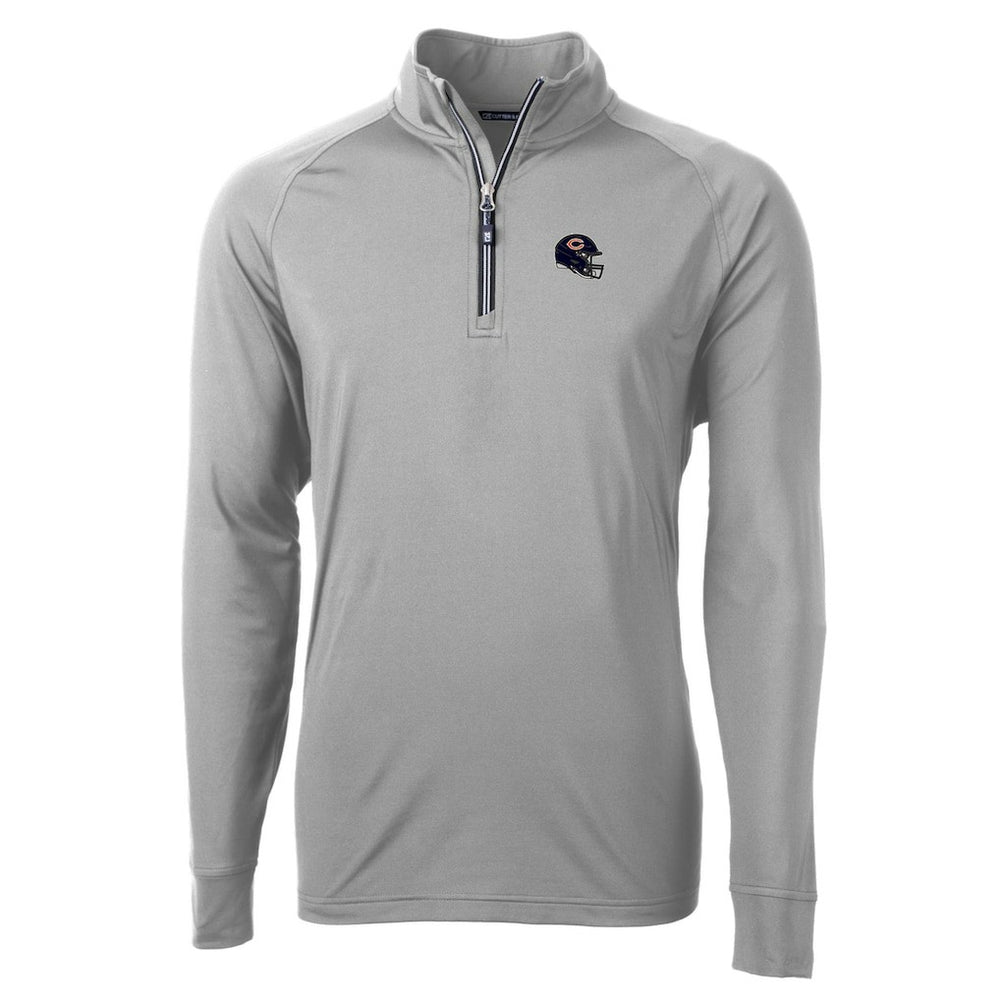 Chicago Bears Cutter & Buck Helmet Adapt Eco Knit Stretch Recycled Quarter-Zip Pullover Top Silver - NFL