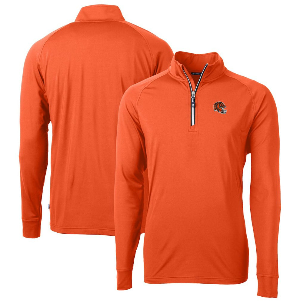 Cincinnati Bengals Cutter & Buck Helmet Adapt Eco Knit Stretch Recycled Quarter-Zip Pullover Top Orange - NFL