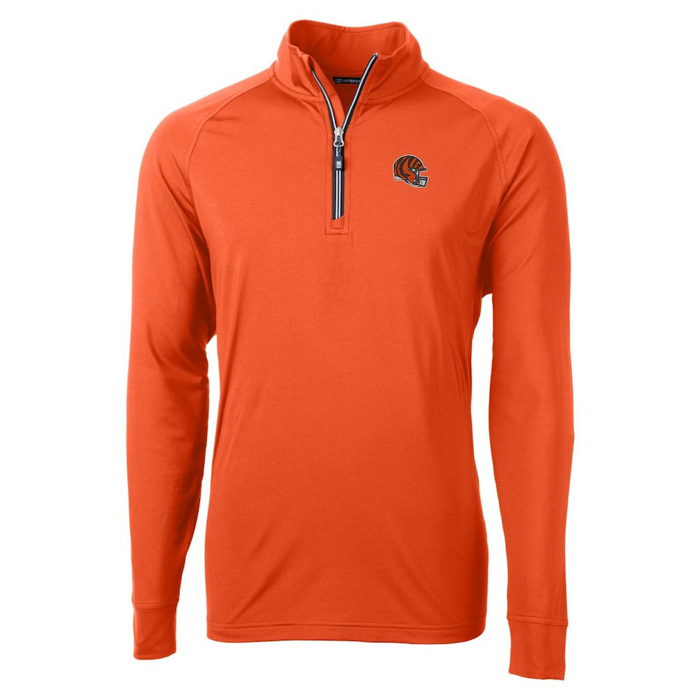 Cincinnati Bengals Cutter & Buck Helmet Adapt Eco Knit Stretch Recycled Quarter-Zip Pullover Top Orange - NFL
