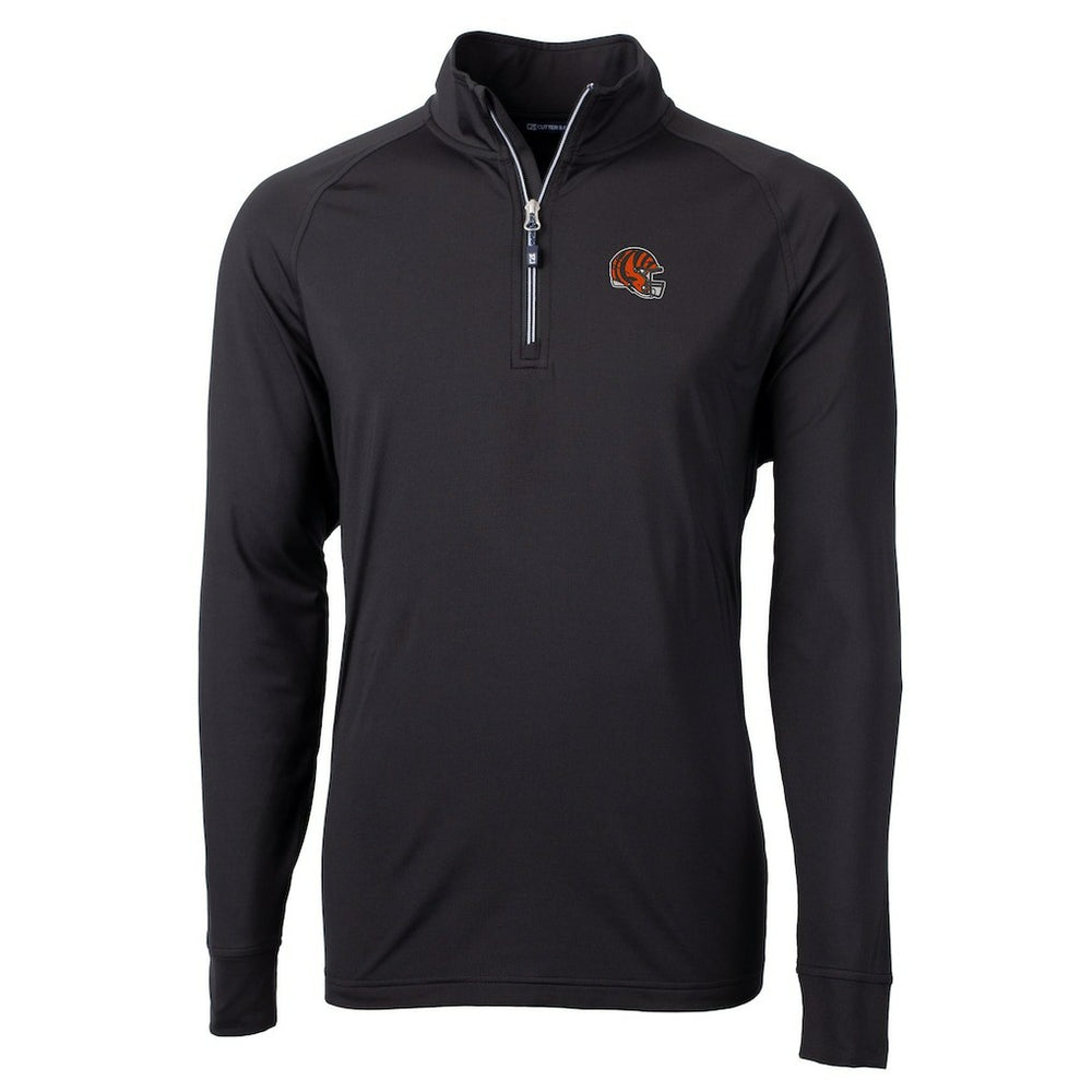 Cincinnati Bengals Cutter & Buck Helmet Adapt Eco Knit Stretch Recycled Quarter-Zip Pullover Top Black - NFL