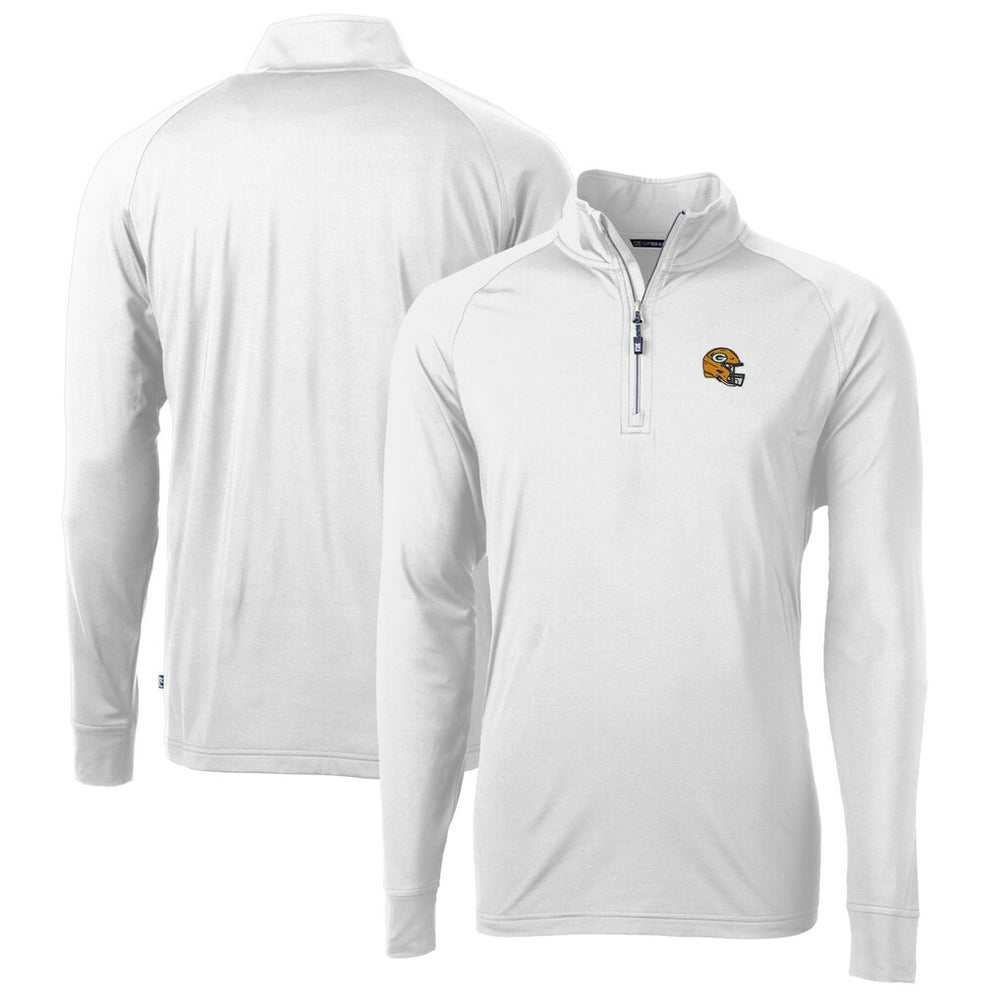 Green Bay Packers Cutter & Buck Helmet Adapt Eco Knit Stretch Recycled Quarter-Zip Pullover Top White - NFL