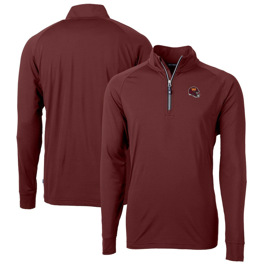 Washington Commanders Cutter & Buck Helmet Adapt Eco Knit Stretch Recycled Quarter-Zip Pullover Top Burgundy - NFL