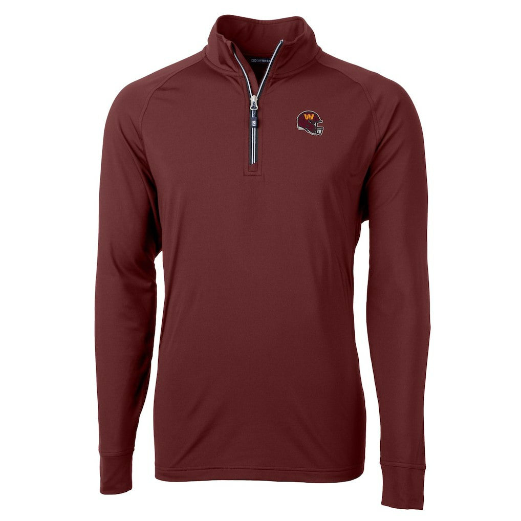 Washington Commanders Cutter & Buck Helmet Adapt Eco Knit Stretch Recycled Quarter-Zip Pullover Top Burgundy - NFL