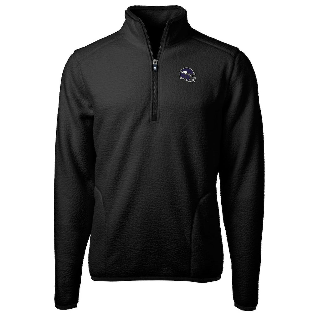 Minnesota Vikings Cutter & Buck Helmet Cascade Eco Sherpa Fleece Quarter-Zip Pullover Jacket Black - NFL