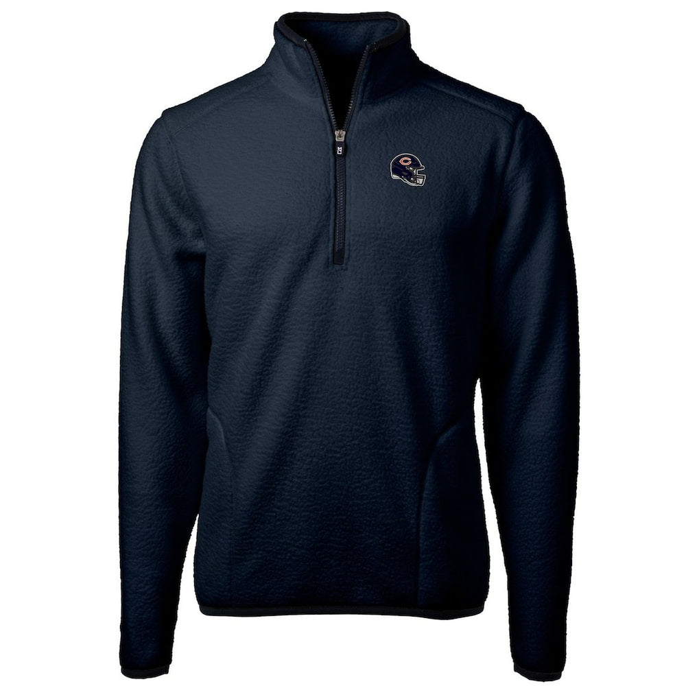 Chicago Bears Cutter & Buck Helmet Cascade Eco Sherpa Fleece Quarter-Zip Pullover Jacket Navy - NFL