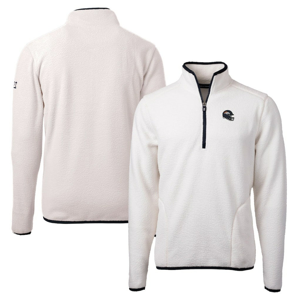 Denver Broncos Cutter & Buck Helmet Cascade Eco Sherpa Fleece Quarter-Zip Pullover Jacket White - NFL