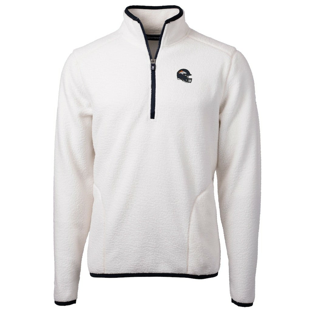 Denver Broncos Cutter & Buck Helmet Cascade Eco Sherpa Fleece Quarter-Zip Pullover Jacket White - NFL