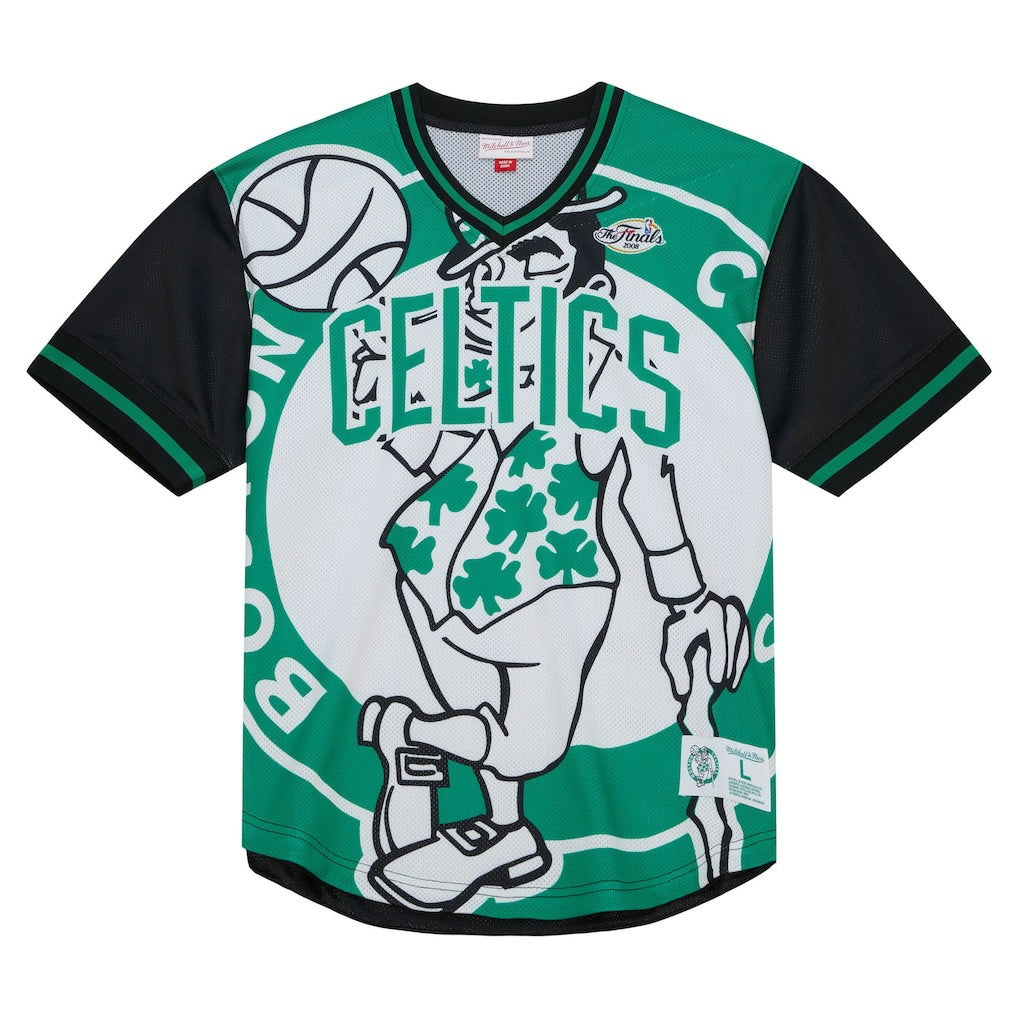 Mitchell & Ness - Boston Celtics Jumbotron 3.0 Mesh V-Neck T-Shirt - Kelly Green