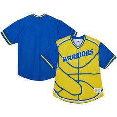 Mitchell & Ness - Golden State Warriors Jumbotron 3.0 Mesh V-Neck T-Shirt - Gold