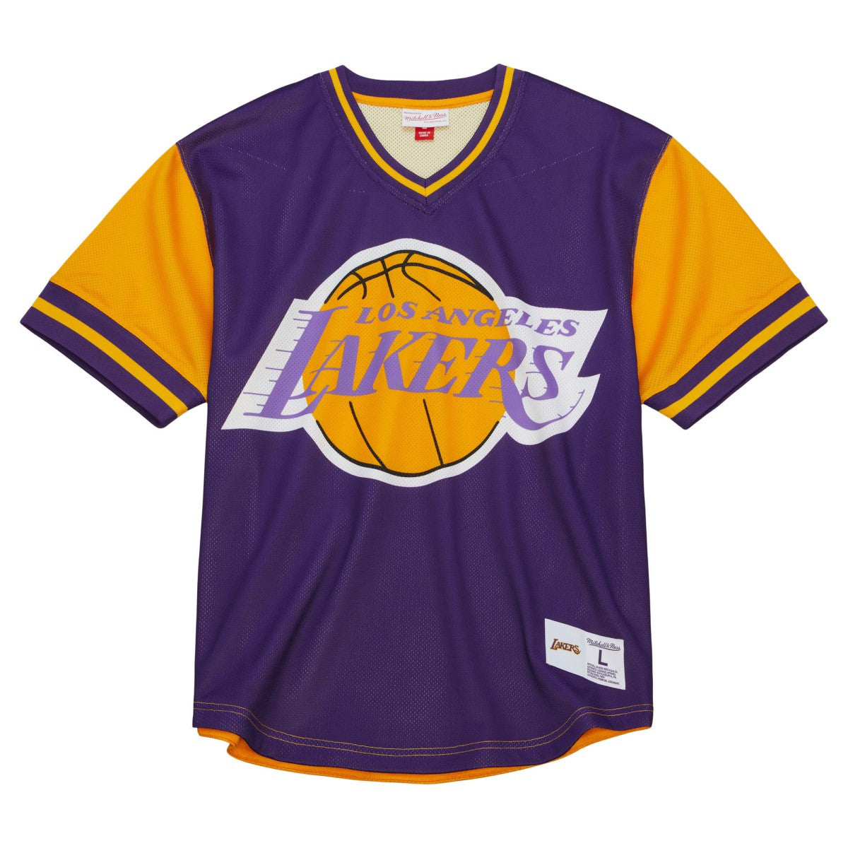 Mitchell & Ness - Los Angeles Lakers Jumbotron 3.0 Mesh V-Neck T-Shirt - Purple