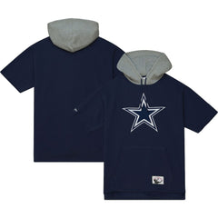 Dallas Cowboys Postgame Short Sleeve Hoodie Navy - Mitchell & Ness
