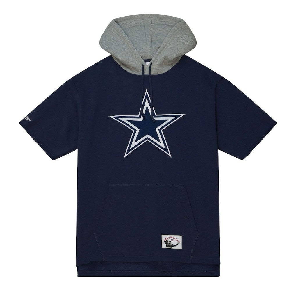 Dallas Cowboys Postgame Short Sleeve Hoodie Navy - Mitchell & Ness