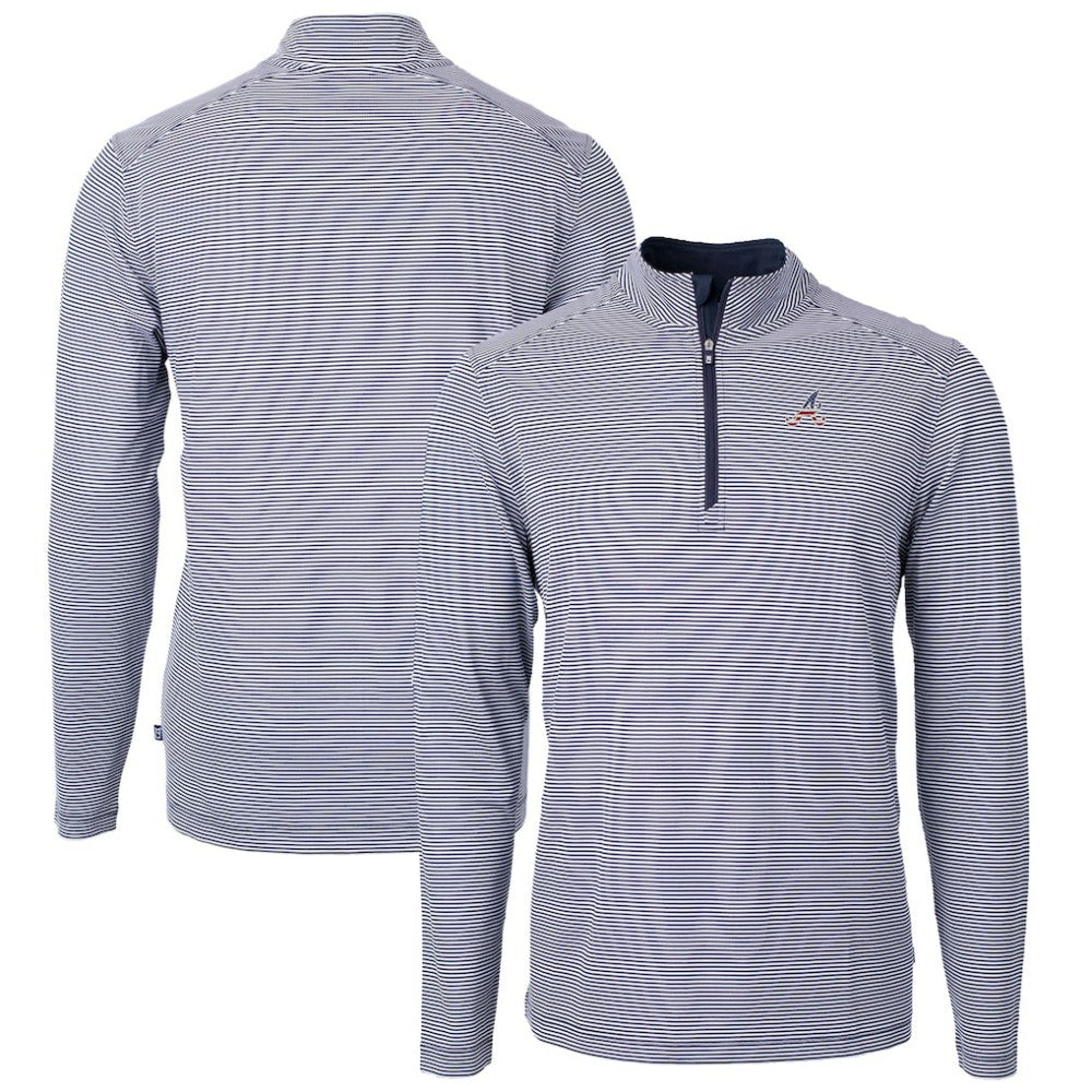 Atlanta Braves Cutter & Buck Americana Logo Big & Tall Virtue Eco Pique Recycled Quarter-Zip Pullover Top for sale