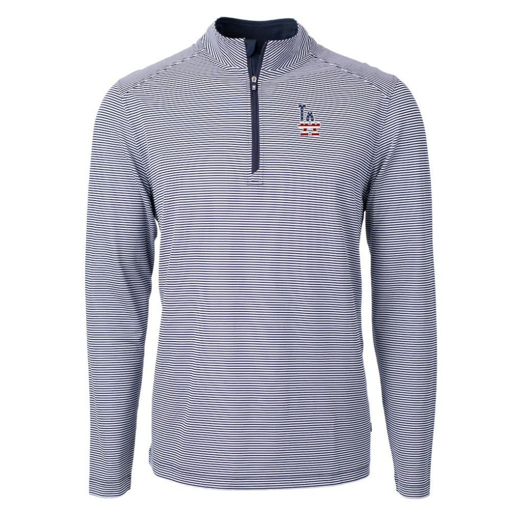 Los Angeles Dodgers Cutter & Buck Americana Logo Big & Tall Virtue Eco Pique Recycled Quarter-Zip Pullover Top discount
