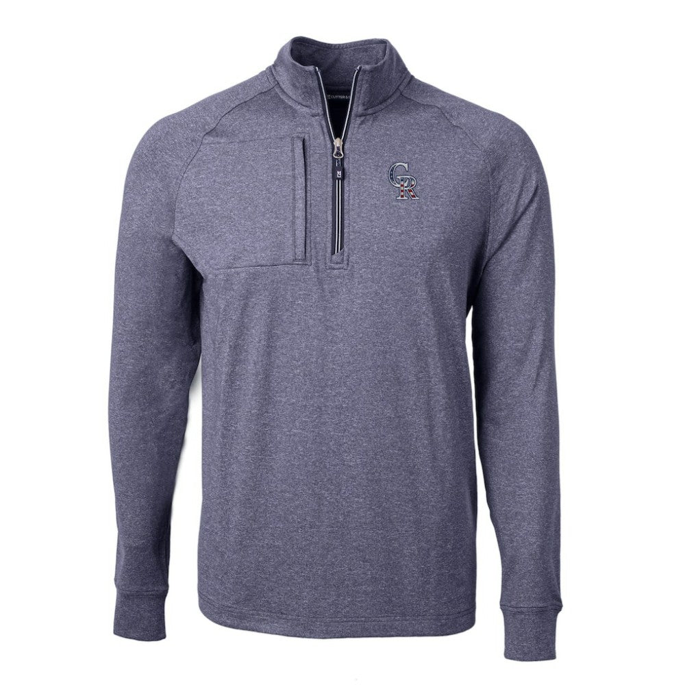 Colorado Rockies Cutter & Buck Americana Logo Big & Tall Adapt Eco Knit Stretch Recycled Quarter-Zip Pullover Top discount