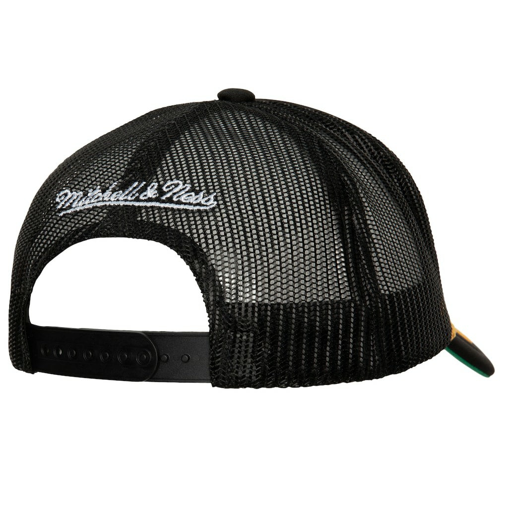 Mitchell & Ness - Brooklyn Nets Hardwood Classics Gold Leaf Mesh Trucker Snapback Hat - Black