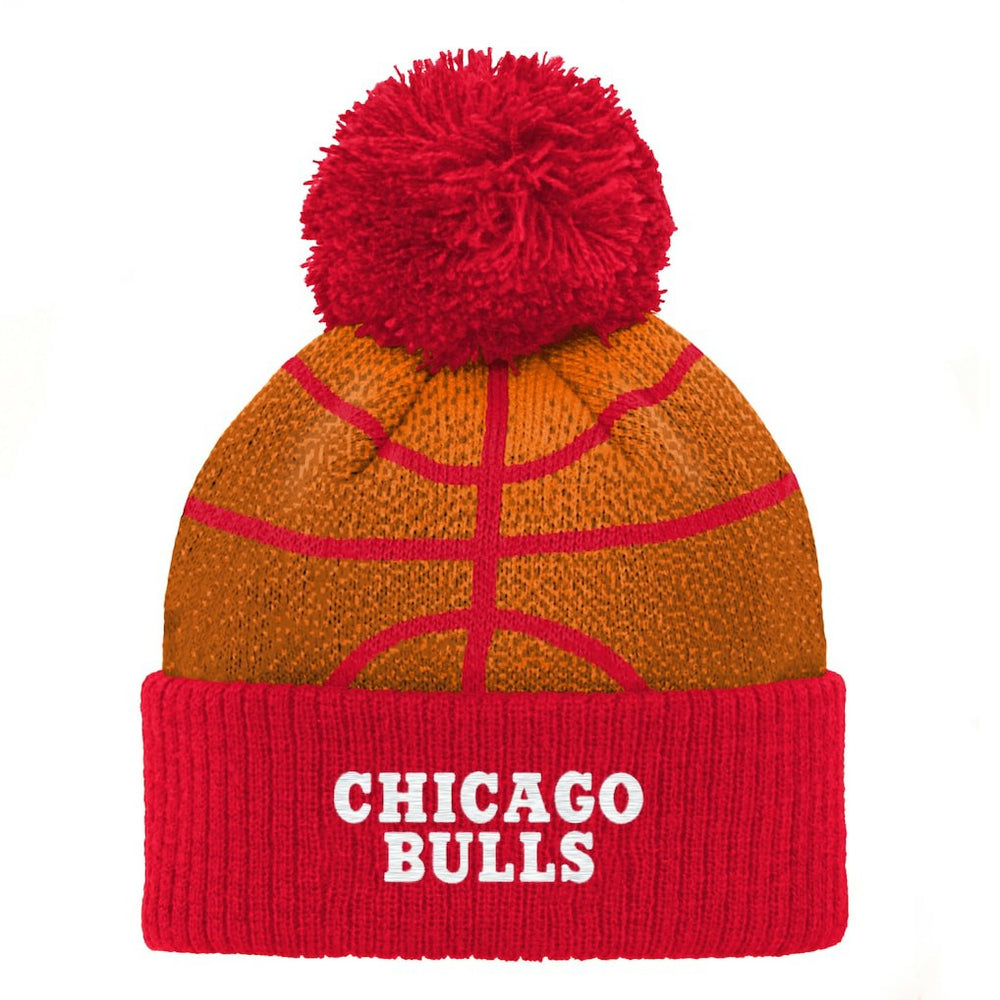 NBA - Chicago Bulls Preschool Basketball Head Cuffed Knit Hat with Pom - Red