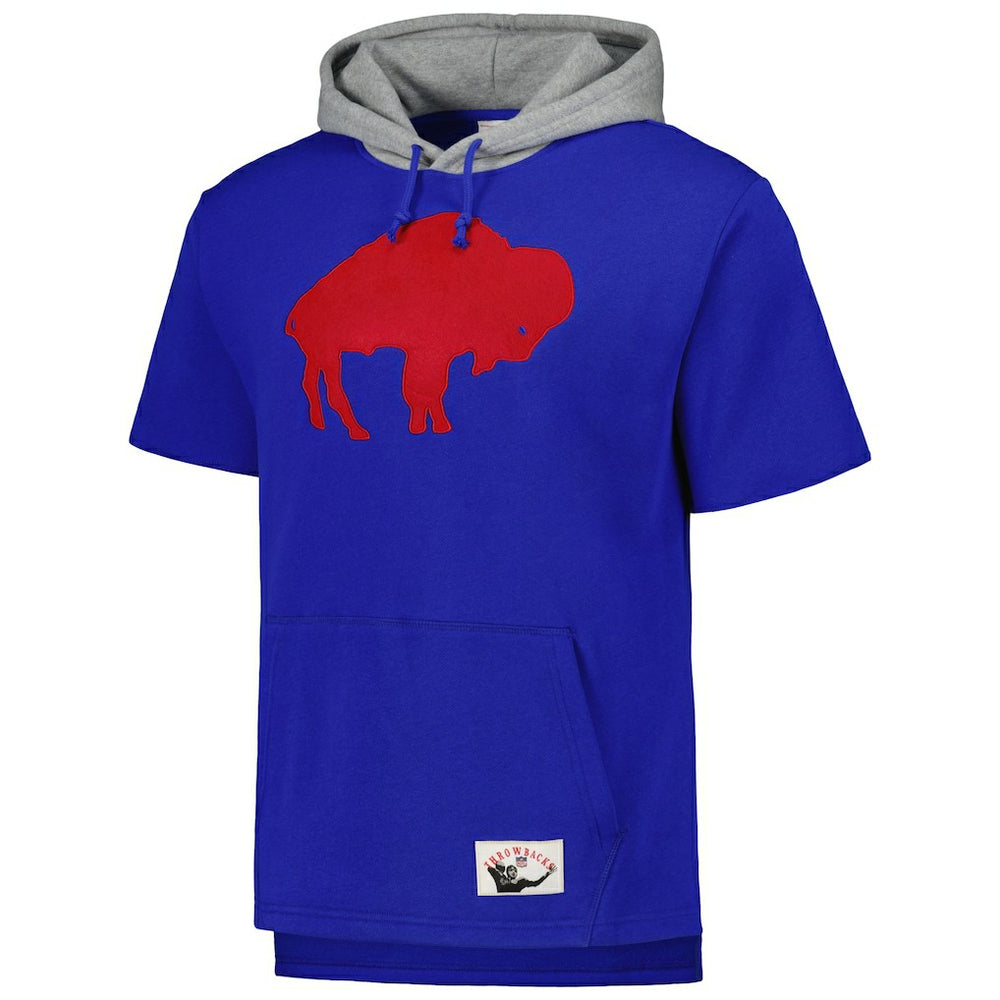 Buffalo Bills Postgame Short Sleeve Hoodie Royal - Mitchell & Ness