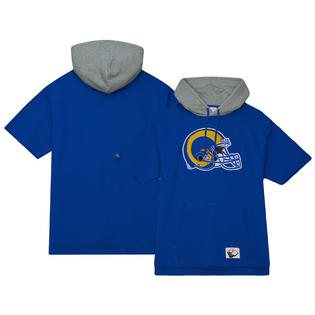 Los Angeles Rams Postgame Short Sleeve Hoodie Royal - Mitchell & Ness