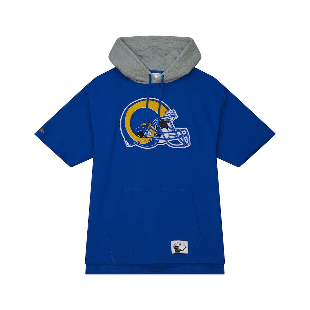 Los Angeles Rams Postgame Short Sleeve Hoodie Royal - Mitchell & Ness
