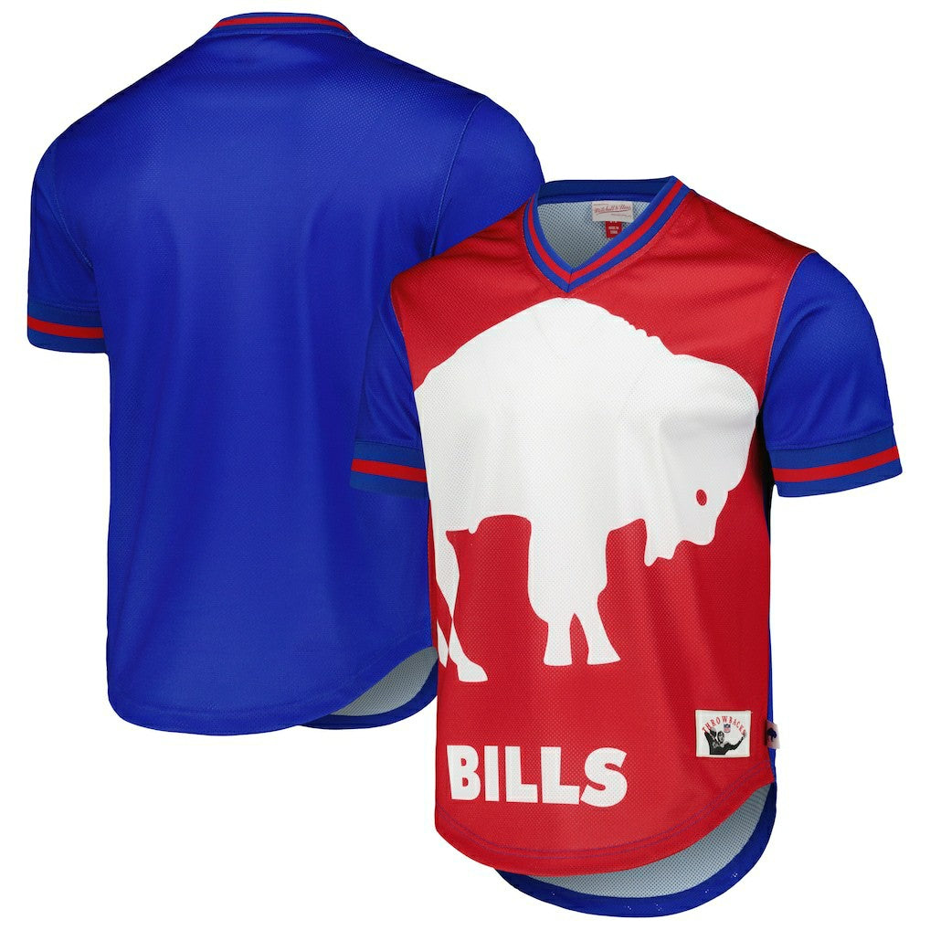 Buffalo Bills Jumbotron 3.0 Mesh V-Neck T-Shirt Royal - Mitchell & Ness