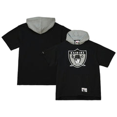 Las Vegas Raiders Postgame Short Sleeve Hoodie Black - Mitchell & Ness