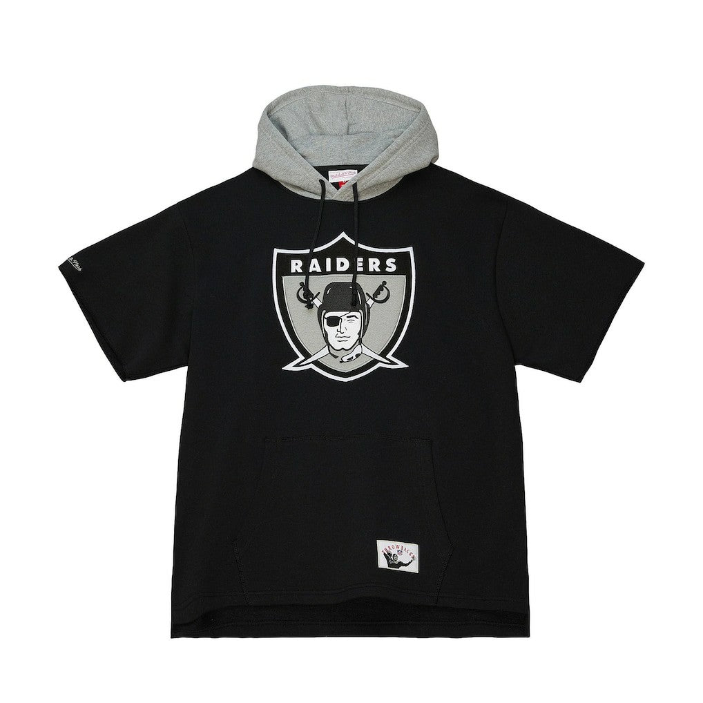 Las Vegas Raiders Postgame Short Sleeve Hoodie Black - Mitchell & Ness