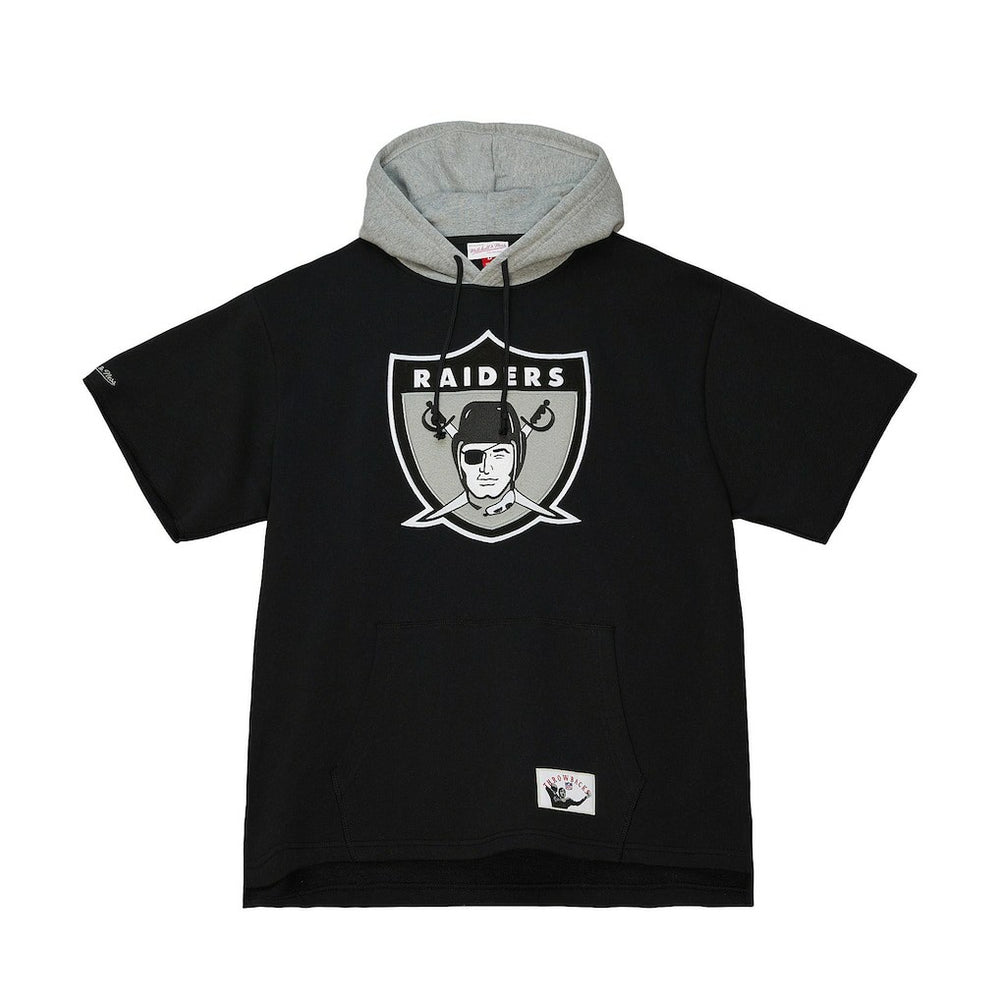 Las Vegas Raiders Postgame Short Sleeve Hoodie Black - Mitchell & Ness