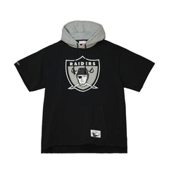 Las Vegas Raiders Postgame Short Sleeve Hoodie Black - Mitchell & Ness